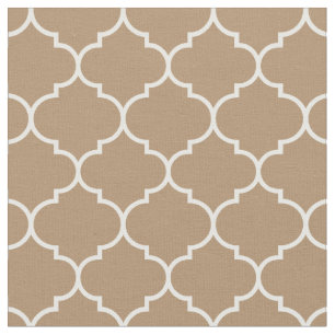 Moroccan Quatrefoil Iced Coffee & White Fabric