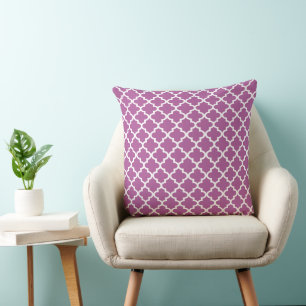 Moroccan Quatrefoil Pattern Pillow   Violet Purple