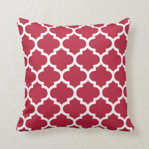 Moroccan Quatrefoil Red Pillow