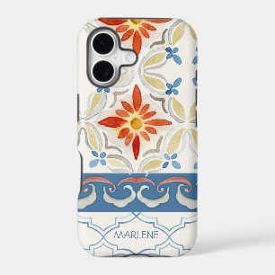 Moroccan Quatrefoil Tile Floral Pattern Watercolor
