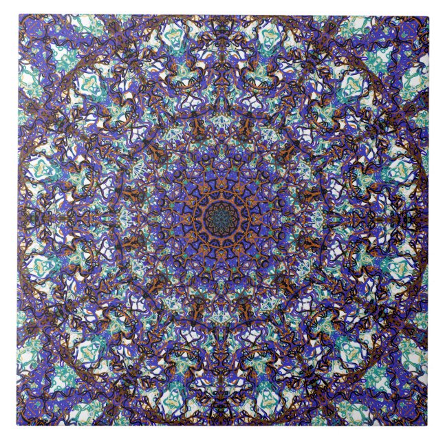 Moroccan romantic coloured mandala pattern tile (Front)