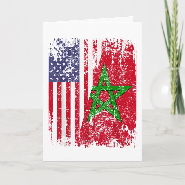 MOROCCAN ROOTS | Half American Flag | MOROCCO FLAG Card (Front)