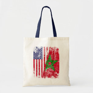 MOROCCAN ROOTS Half American Flag MOROCCO FLAG Tote Bag