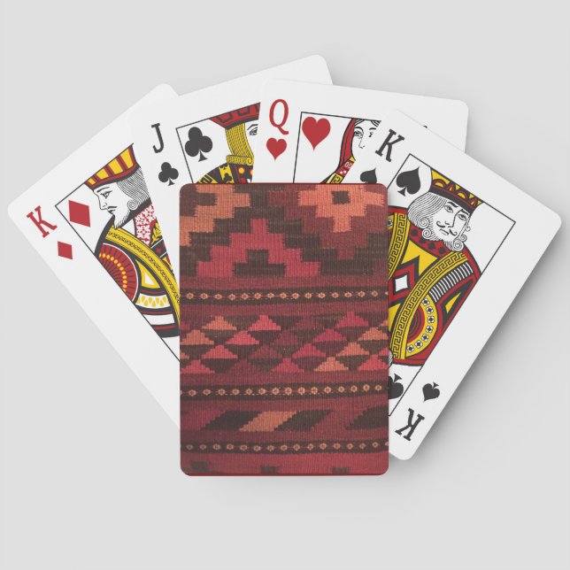 Moroccan Rug Playing Cards, Maroon tones Playing Cards (Back)