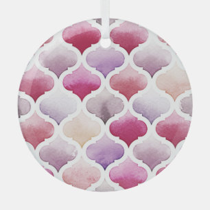 Moroccan Rug: Watercolor Tangier Pattern. Glass Tree Decoration