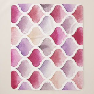 Moroccan Rug: Watercolor Tangier Pattern. Sherpa Blanket