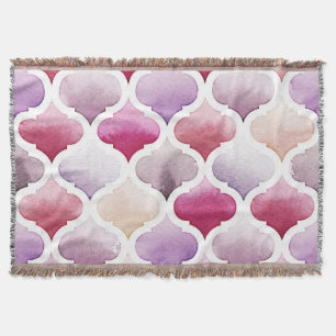 Moroccan Rug: Watercolor Tangier Pattern. Throw Blanket
