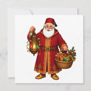 Moroccan Santa with Lantern Ornament Invitation