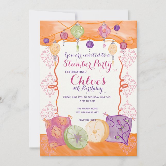 Moroccan Slumber Party Invitation (Front)