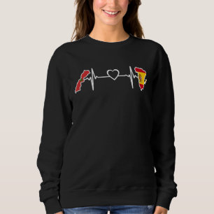 Moroccan Spanish Flag Spain Morocco Heartbeat Fla Sweatshirt