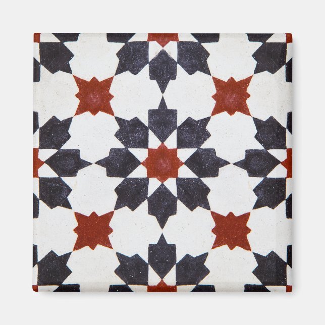 Moroccan Star Shape Tile Pattern Kitchen Magnet (Front)
