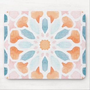 Moroccan style in blue and orange style 2 mouse pad