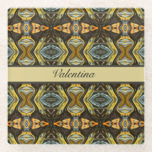 Moroccan style marble customisable glass coaster