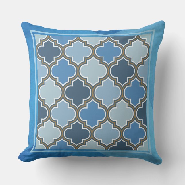 Moroccan Style Pattern and Blue Grunge Background  Cushion (Front)