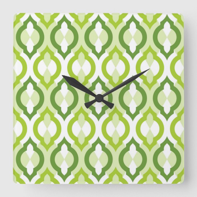 Moroccan Style Pattern Square Wall Clock (Front)