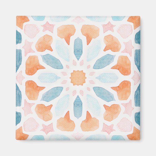 Moroccan style pillow in blue and orange style 2 magnet (Front)