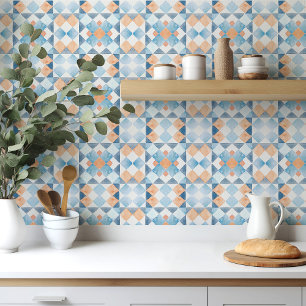 Moroccan style tile geometric orange blue summer