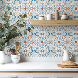 Moroccan style tile in orange and blue