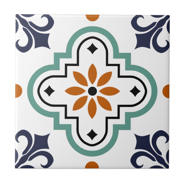 Moroccan Style Tile, Multi-colour Ceramic Tile (Front)