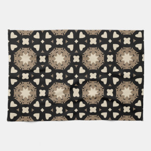 Moroccan Stylish Black & Beige Geometric Pattern Tea Towel