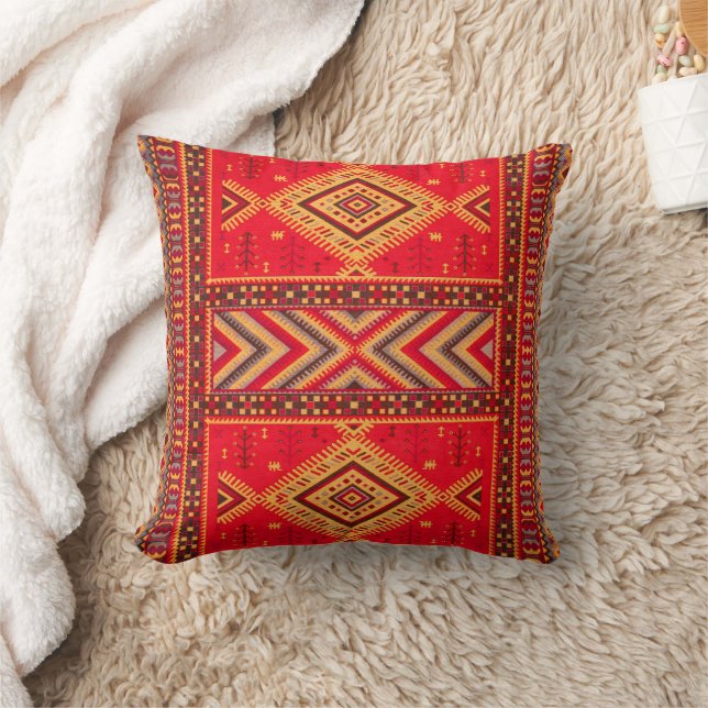 Moroccan Sunrise: Geometric Boho Elegance Cushion (Blanket)