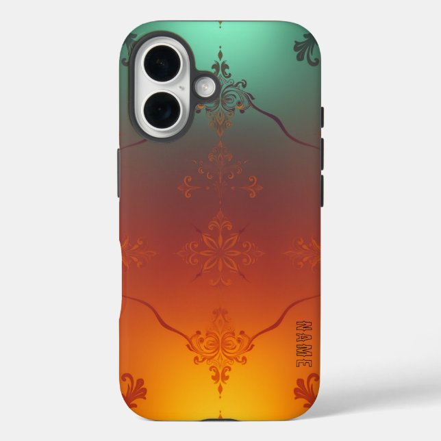 Moroccan Sunset Teal Orange Gradient Case-Mate iPhone Case (Back)