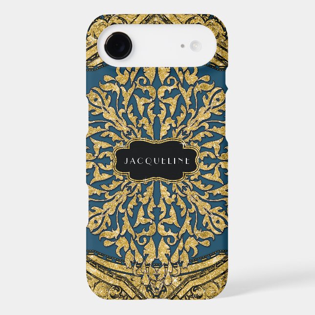 Moroccan Swirl Scroll Gold Glitter Look Elegant Case-Mate iPhone Case (Back)