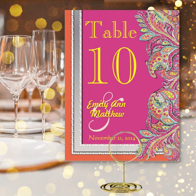 Moroccan Tangerine & Fuchsia Wedding Table Number Postcard (Creator Uploaded)