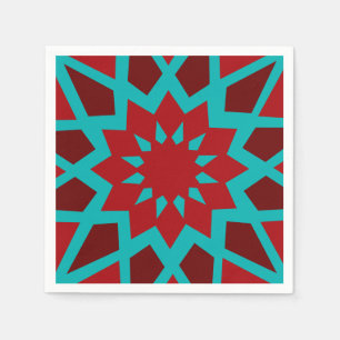 Moroccan Teal And Red Paper Napkins