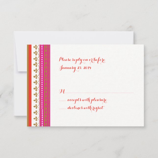 Moroccan themed Invitation RSVP Card (Front)