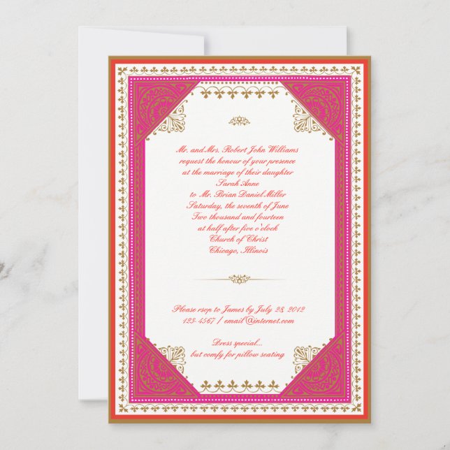 Moroccan themed wedding invitation (Front)