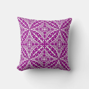 Moroccan tile - amethyst purple and white cushion