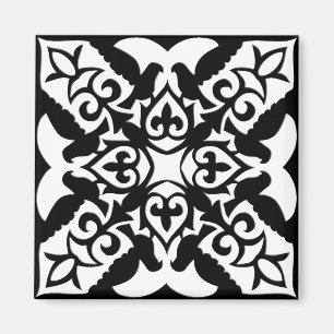 Moroccan tile - black with white background magnet