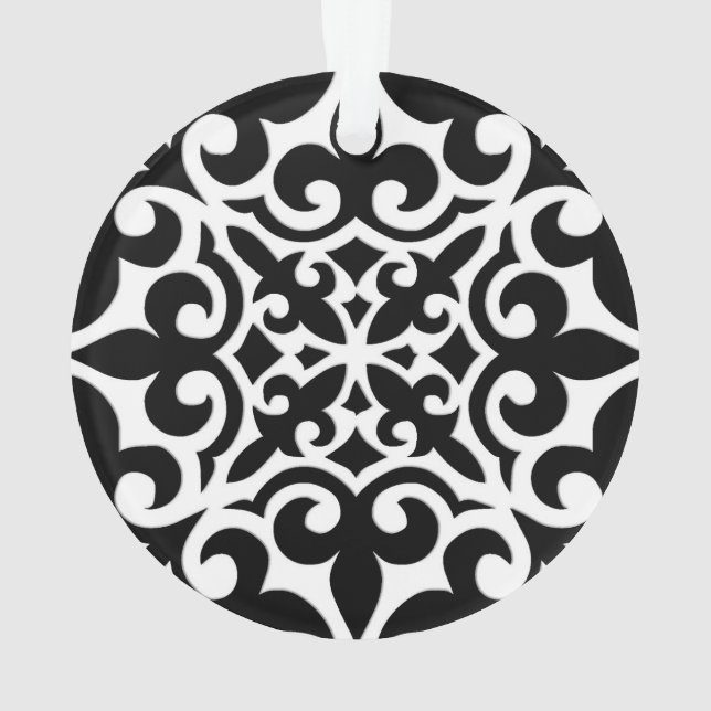 Moroccan tile - black with white background ornament (Back)