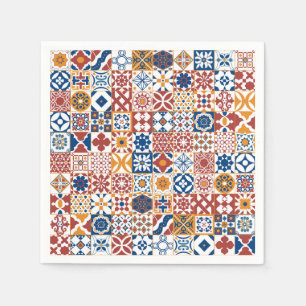 Moroccan tile - blue and bordo napkin