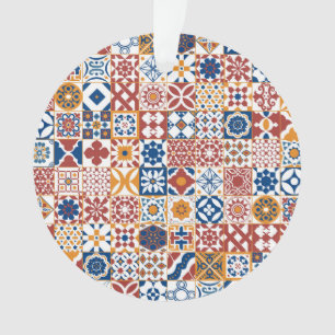 Moroccan tile - blue and bordo ornament