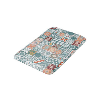 Moroccan tile - blue and brown bath mat