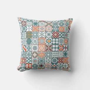 Moroccan tile - blue and brown cushion