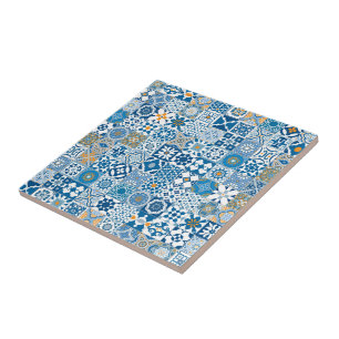Moroccan tile - blue and orange