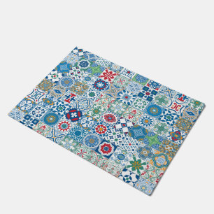 Moroccan tile - blue and red doormat