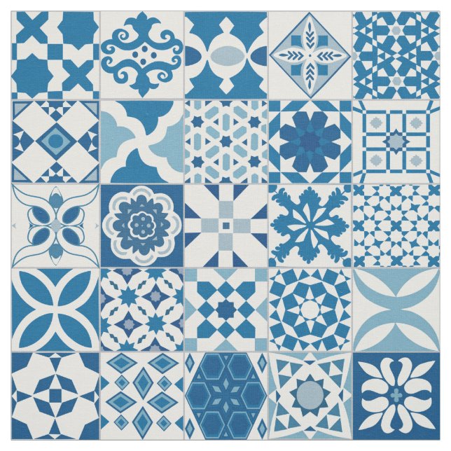 Moroccan tile - blue and white fabric (Swatch)
