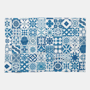 Moroccan tile - blue and white tea towel