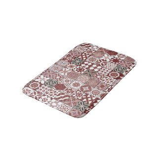 Moroccan tile - bordo and black bath mat