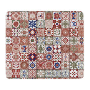 Moroccan tile - burgundy and blue cutting board