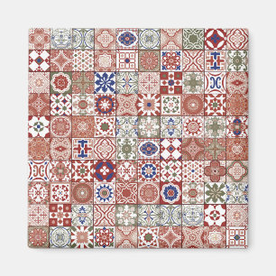 Moroccan tile - burgundy and blue magnet
