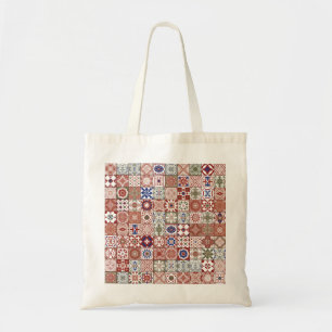 Moroccan tile - burgundy and blue tote bag