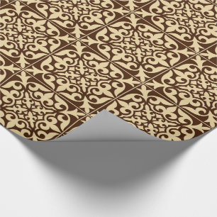 Moroccan tile - chocolate brown and beige wrapping paper