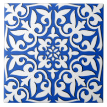 Moroccan tile - cobalt blue and white