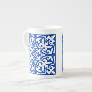 Moroccan tile - cobalt blue and white bone china mug