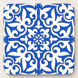 Moroccan tile - cobalt blue and white coaster